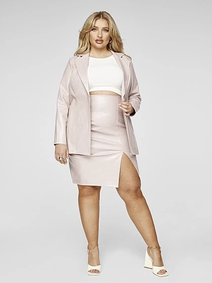 Fashion To Figure Monet Faux Croc Leather Skirt 1 Fashion To Figure Monet Faux Croc Leather Skirt