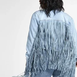 Fashion To Figure Ruthie Fringe Trucker Denim Jacket -Pleasures SHOP x 09cfe717 5670 4e6f 9620 6dd595c08d78