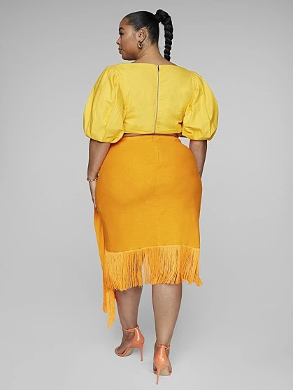 Fashion To Figure Leia Faux Wrap Fringe Skirt - Gabi Fresh X FTF 2 Fashion To Figure Leia Faux Wrap Fringe Skirt - Gabi Fresh X FTF - Image 2