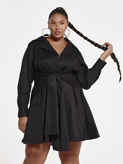 Fashion To Figure Anita Tie Front Shirt Dress 2 Fashion To Figure Anita Tie Front Shirt Dress - Image 2