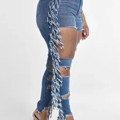 Fashion To Figure High Rise Blowout Skinny Jeans With Fringe Detail -Pleasures SHOP x 0ad9764d 9f4c 4278 979d 502552f31afa