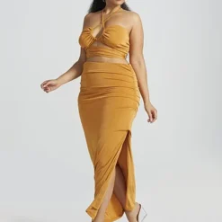 Fashion To Figure Lesedi Ruched Shimmer Skirt -Pleasures SHOP x 0afe3db9 6633 4068 a015 6a78df47cb13