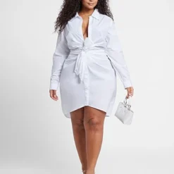 Fashion To Figure Anais Knot-Front Shirt Dress -Pleasures SHOP x 0b13c5b3 1cf4 48b2 b0e7 938287a28eb5