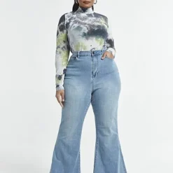 Fashion To Figure Ultra High-Rise Flare Leg Jeans - Tall Inseam -Pleasures SHOP x 0b401cad 126a 4861 aa0c 5af132244a9c