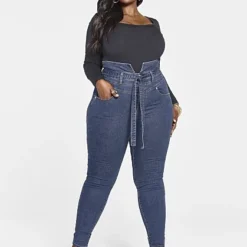 Fashion To Figure Ultra High Rise Tie Front Skinny Jeans - Tall Inseam