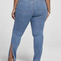 Fashion To Figure High Rise Medium Blue Wash Jeggings With Side Slits - Short Inseam -Pleasures SHOP x 0c3759d0 0262 4e49 9478 4c0cc80d89d2