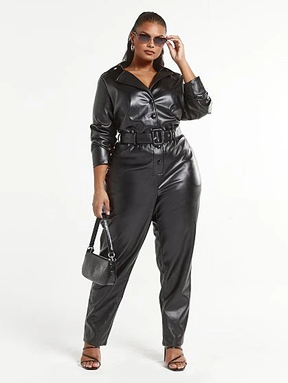Fashion To Figure Geena Faux Leather Jumpsuit 2 Fashion To Figure Geena Faux Leather Jumpsuit - Image 2