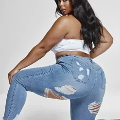 Fashion To Figure Mid Rise Blue Wash Destructed Skinny Jeans -Pleasures SHOP x 0d56b91c 72f2 4be7 8d48 33142cc1e74b