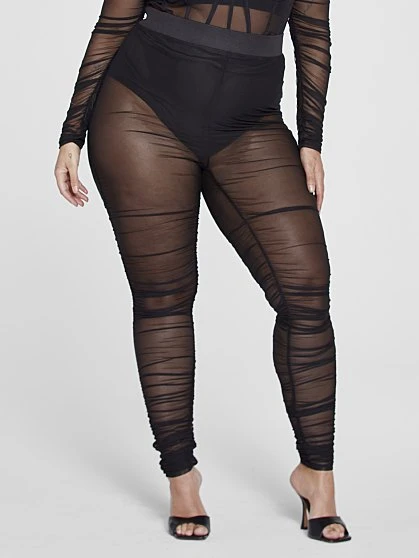 Fashion To Figure Brandi Ruched Mesh Leggings With Panty 4 Fashion To Figure Brandi Ruched Mesh Leggings With Panty - Image 4