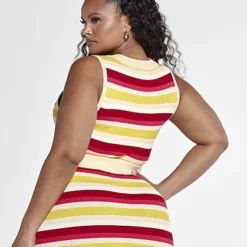 Fashion To Figure Lola Striped Rib Knit Tank Top -Pleasures SHOP x 0dd6c121 093e 40b7 9259 1bcc000c3d57