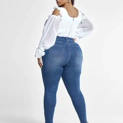 Fashion To Figure High Rise Blowout Curvy Fit Skinny Jeans - Short Inseam
