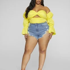 Fashion To Figure High Rise Denim Cutoff Shorts