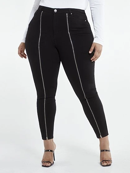 Fashion To Figure Black High Rise Zip Front Skinny Jeans 5 Fashion To Figure Black High Rise Zip Front Skinny Jeans - Image 5