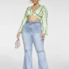 Fashion To Figure High Rise Destructed Light Wash Flare Jeans