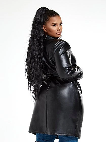 Fashion To Figure Kiara Tie Waist Faux Leather Dress 2 Fashion To Figure Kiara Tie Waist Faux Leather Dress - Image 2