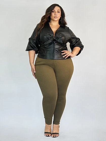 Fashion To Figure Olive High-Rise Jeggings - Tall Inseam 2 Fashion To Figure Olive High-Rise Jeggings - Tall Inseam - Image 2