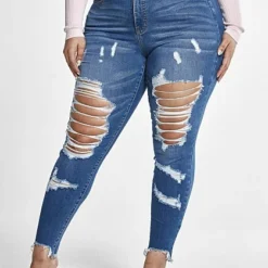 Fashion To Figure High Rise Blowout Curvy Fit Skinny Jeans