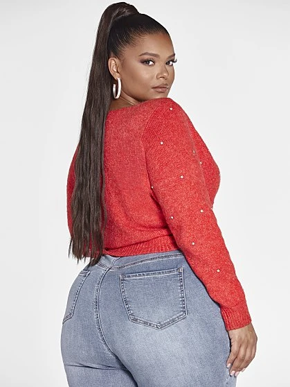 Fashion To Figure Ramona Twist Front Rhinestone Sweater 4 Fashion To Figure Ramona Twist Front Rhinestone Sweater - Image 4