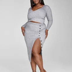 Fashion To Figure Tamra Marled Ribbed Knit Top