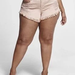 Fashion To Figure Ariana High Rise Destructed Denim Cheeky Shorts -Pleasures SHOP x 11773e1e 3903 445d 9966 607f42db7456