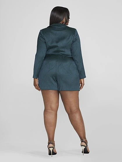 Fashion To Figure Kira Textured Double Breasted Romper 2 Fashion To Figure Kira Textured Double Breasted Romper - Image 2