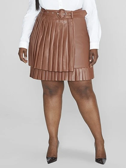 Fashion To Figure Mimi Pleated Faux Leather Skirt 2 Fashion To Figure Mimi Pleated Faux Leather Skirt - Image 2