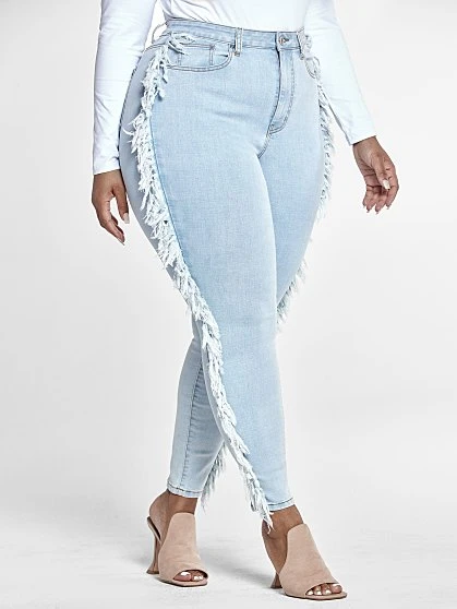 Fashion To Figure High Rise Ankle Length Skinny Jeans With Side Fringe 3 Fashion To Figure High Rise Ankle Length Skinny Jeans With Side Fringe - Image 3