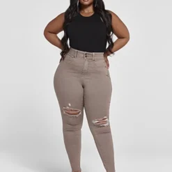 Fashion To Figure High Rise Destructed Curvy Fit Skinny Jeans - Short Inseam -Pleasures SHOP x 1348ad3e 98ac 4621 a4a6 268bfc5bbfaa