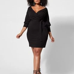 Fashion To Figure Lena Off-Shoulder Belted Bodycon Dress -Pleasures SHOP x 143055ad 96eb 444d b211 da20d02df73a