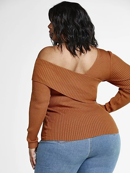 Fashion To Figure Dakota One Shoulder Foldover Sweater 4 Fashion To Figure Dakota One Shoulder Foldover Sweater - Image 4