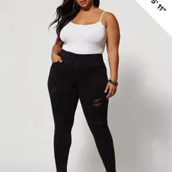 Fashion To Figure Black High-Rise Destructed Jeggings - Tall Inseam -Pleasures SHOP x 14ec4952 c8fe 4d0f a17f 3573cd6d8df4