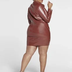 Fashion To Figure Stephanie Faux Leather Shirt Dress