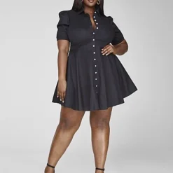 Fashion To Figure Constance Faux Pearl Button Shirt Dress -Pleasures SHOP x 15c6dee6 99ed 48a9 8b27 91db0b0cf151