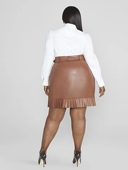 Fashion To Figure Mimi Pleated Faux Leather Skirt 3 Fashion To Figure Mimi Pleated Faux Leather Skirt - Image 3
