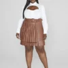 Fashion To Figure Mimi Pleated Faux Leather Skirt