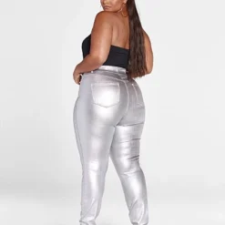 Fashion To Figure High Rise Curvy Fit Skinny Jeans In Silver