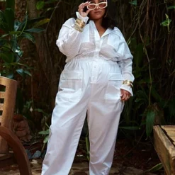 Fashion To Figure Alya Relaxed Fit Fishnet Top Jumpsuit - Nadia X FTF