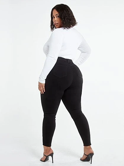 Fashion To Figure Black High Rise Zip Front Skinny Jeans 1 Fashion To Figure Black High Rise Zip Front Skinny Jeans