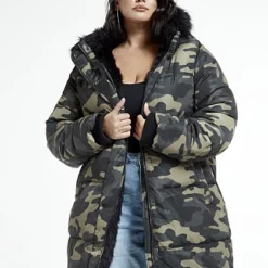 Fashion To Figure Sahara Camo Hooded Oversized Puffer -Pleasures SHOP x 190f2349 2d88 4e87 97b4 90bf65eaf5ed