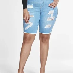 Fashion To Figure High Rise Destructed Bermuda Shorts In Light Indigo 7 Fashion To Figure High Rise Destructed Bermuda Shorts In Light Indigo -Pleasures SHOP x 196446b3 0d54 4f8d 9758 e1ef304a48f2