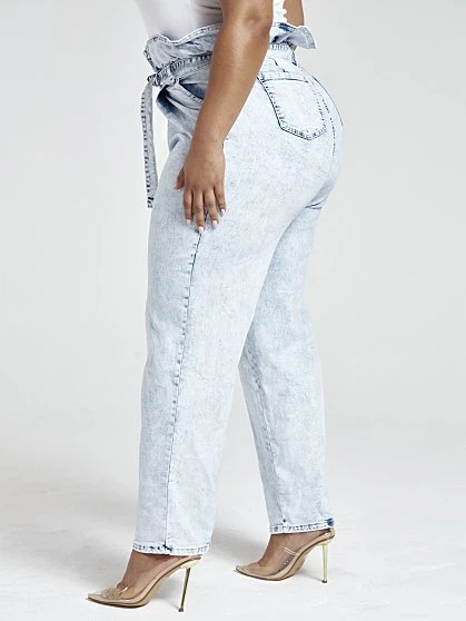 Fashion To Figure Ultra High Rise Paperbag Waist Wide Leg Jeans - Tall Inseam 3 Fashion To Figure Ultra High Rise Paperbag Waist Wide Leg Jeans - Tall Inseam - Image 3
