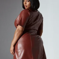 Fashion To Figure Adina Button Front Faux Leather Dress -Pleasures SHOP x 1ad798ac 7044 48a2 bf9d 88e01e03a2cd