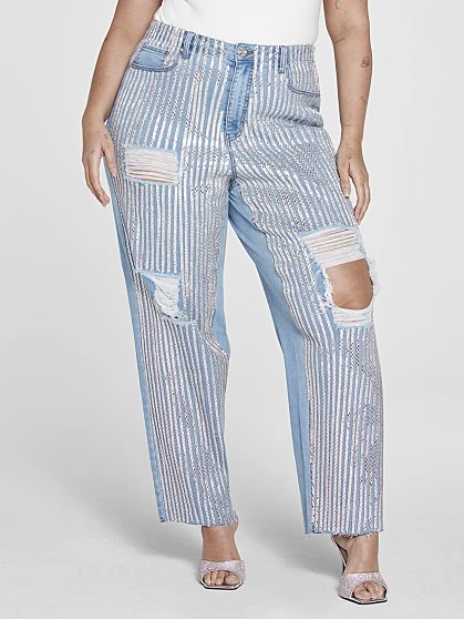 Fashion To Figure The Turn Up High-Rise Sequin Front Denim Trousers - Patrick Starrr X FTF 6 Fashion To Figure The Turn Up High-Rise Sequin Front Denim Trousers - Patrick Starrr X FTF - Image 6