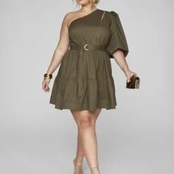 Fashion To Figure Ophelia One Shoulder Belted Dress -Pleasures SHOP x 1e2c234b 288b 41fc b1ee 8dc8da3fb599