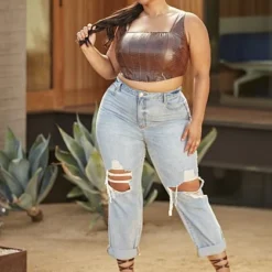 Fashion To Figure High Rise Relaxed Fit Straight Leg Jeans -Pleasures SHOP x 1e746119 ef32 4100 8b44 8b9601e5305f