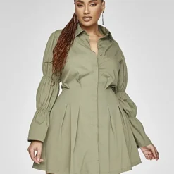 Fashion To Figure Janina Bubble Sleeve Shirt Dress