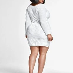 Fashion To Figure Delilah Pointelle Sweater Dress -Pleasures SHOP x 1fbc98f1 3b1a 4755 8103 c98c21434bbb