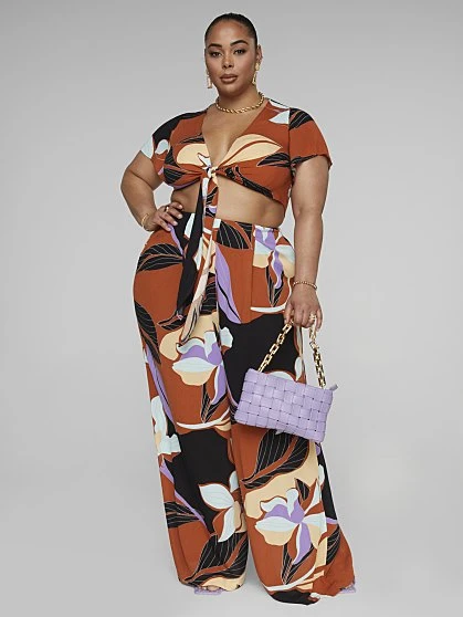Fashion To Figure Dina Tropical Print Wide Leg Pants - Gabi Fresh X FTF 4 Fashion To Figure Dina Tropical Print Wide Leg Pants - Gabi Fresh X FTF - Image 4