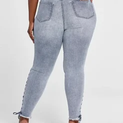 Fashion To Figure Curvy Fit Skinny Jeans With Lace-Up Detail - Short Inseam -Pleasures SHOP x 200e50c2 b75a 4df0 8983 4995d2e30f5d