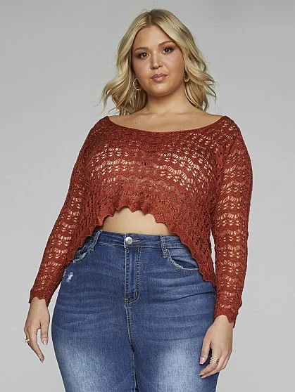 Fashion To Figure Abigail Open Tie Back Crochet Sweater 1 Fashion To Figure Abigail Open Tie Back Crochet Sweater